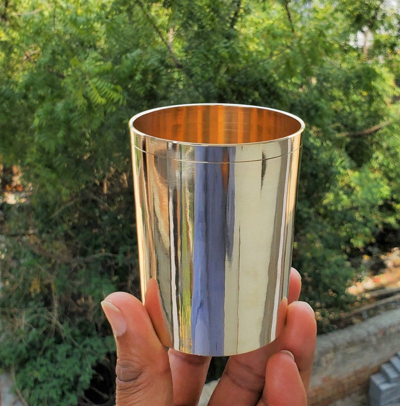 Pure Source India Bronze Kansa Glass Handmade, 1 Piece, 200 Ml, Gold - Image 4