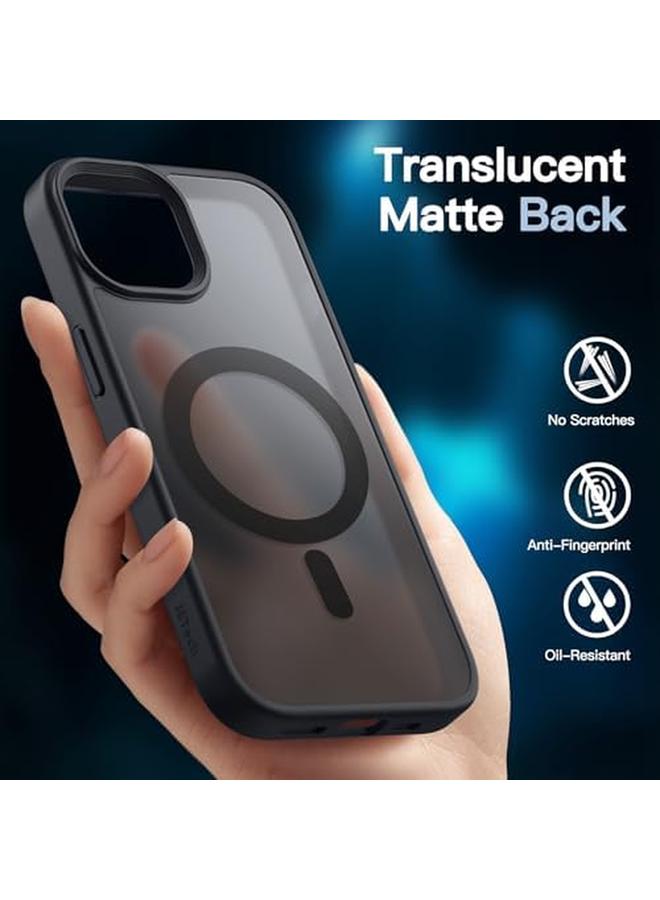 جي تيك جراب مغناطيسي 3 في 1 لهاتف Iphone 13 Mini مقاس 5.4 بوصة مع قطعتين من واقيات الشاشة الزجاجية المقواة المتوافقة مع غطاء الهاتف الشفاف غير اللامع المقاوم للصدمات من Magsafe باللون الأسود - Image 4