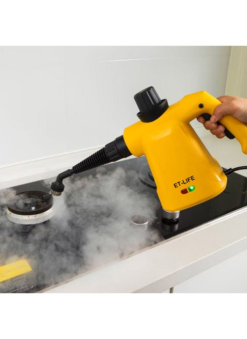 Handheld Steam Cleaner, 1000W Steamer for Cleaning, Multipurpose Portable Steam Cleaners for Home Use with Safety Lock and 9 Accessory Kit to Remove Grime, Grease and More, Save Time and Effort