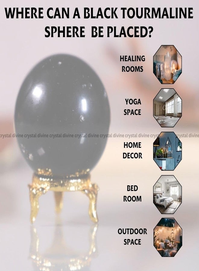 Crystal Divine Black Tourmaline Crystal Sphere Ball Crystal Showpieces for Home Decor Table Decor Items & Decorative Items Crystal Stones Astro Sphere Crystal Ball Gemstone Spheres Feng Shui Items - Image 5
