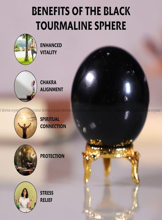 Crystal Divine Black Tourmaline Crystal Sphere Ball Crystal Showpieces for Home Decor Table Decor Items & Decorative Items Crystal Stones Astro Sphere Crystal Ball Gemstone Spheres Feng Shui Items - Image 3
