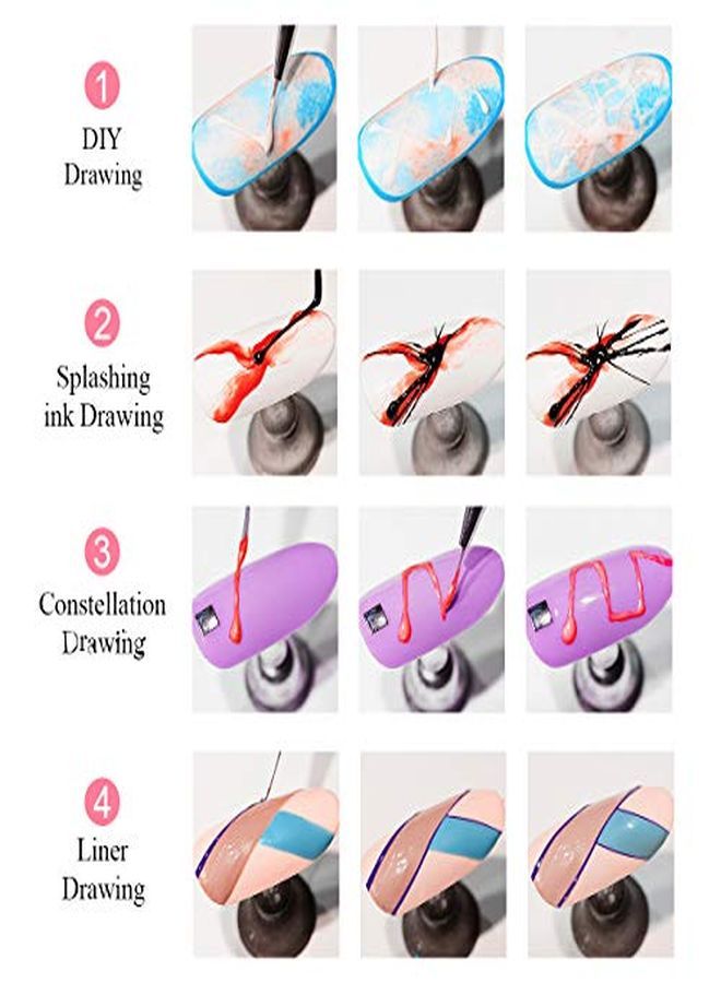 Saviland 6 Colors Spider Gel New Upgraded Matrix Gel With Gel Paint Design Nail Art Wire Drawing Gel For Line (White Black Red Blue Gold Silver) - Image 5