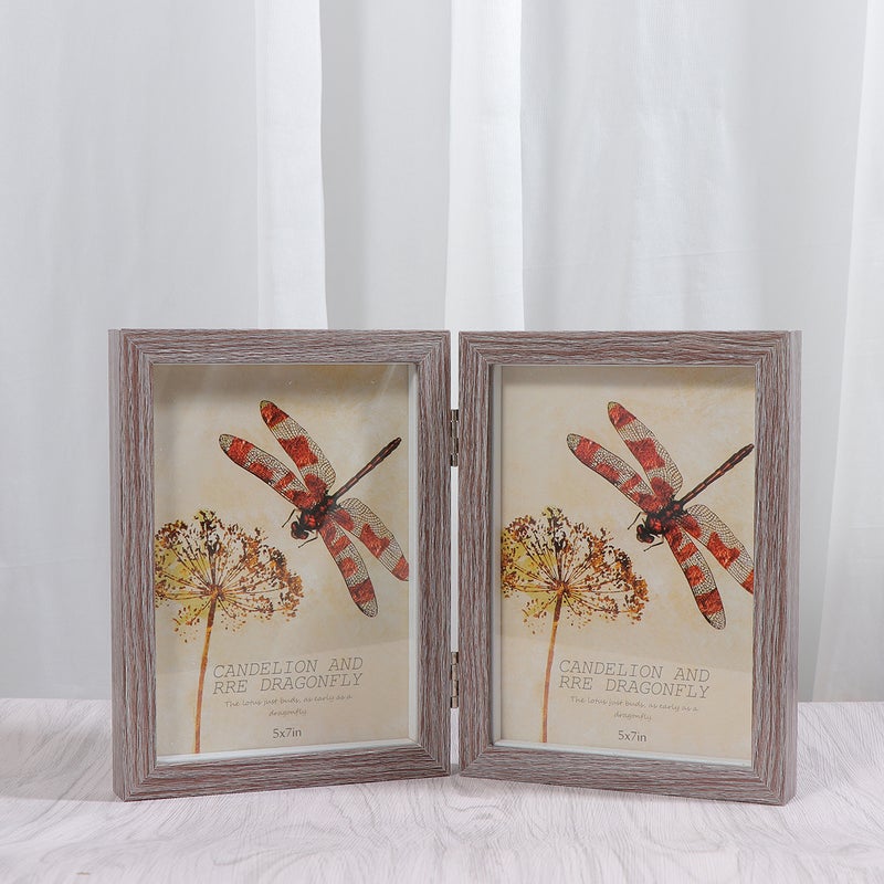 5x7 Inch Fashion Simple Picture Frame Double Photo Frame (Light Grey) - Image 1