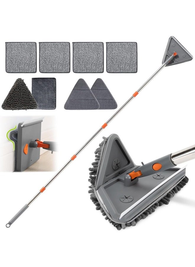 L&E Wall Cleaner Mop with 203cm Long Handle, Baseboard Cleaner Tool Duster with Squeegee, Ceiling Cleaning Tool with 8 Replacement Pads for Painted Walls, Window, Floor  - Image 1