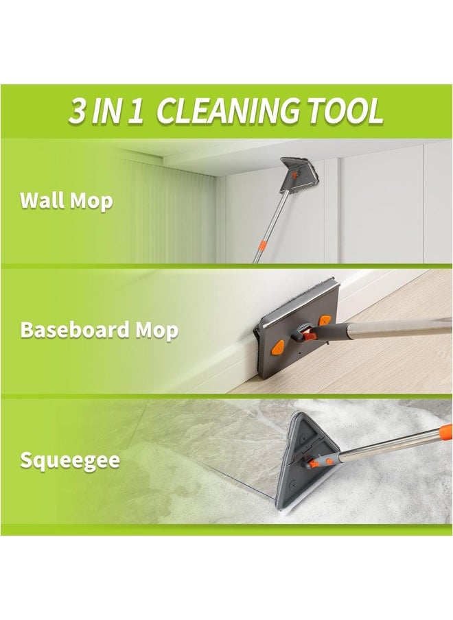 L&E Wall Cleaner Mop with 203cm Long Handle, Baseboard Cleaner Tool Duster with Squeegee, Ceiling Cleaning Tool with 8 Replacement Pads for Painted Walls, Window, Floor  - Image 2