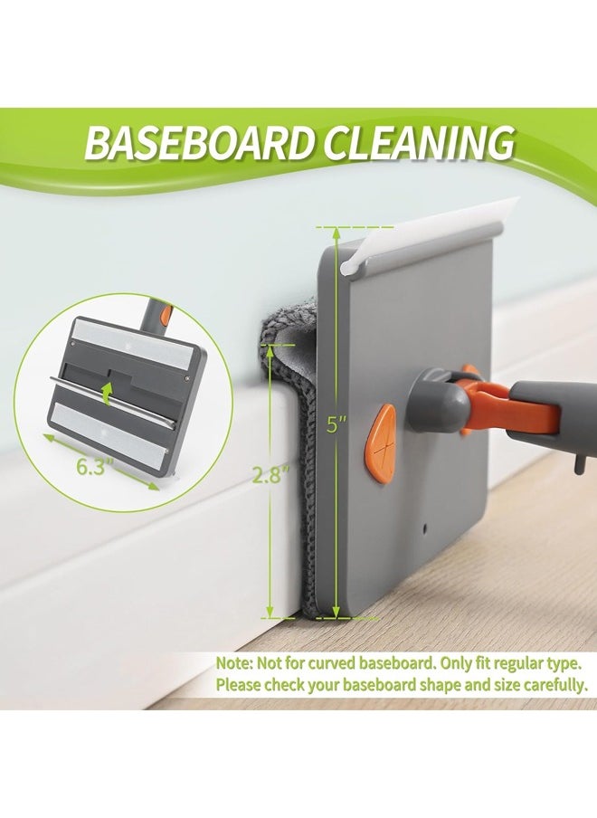 L&E Wall Cleaner Mop with 203cm Long Handle, Baseboard Cleaner Tool Duster with Squeegee, Ceiling Cleaning Tool with 8 Replacement Pads for Painted Walls, Window, Floor  - Image 5
