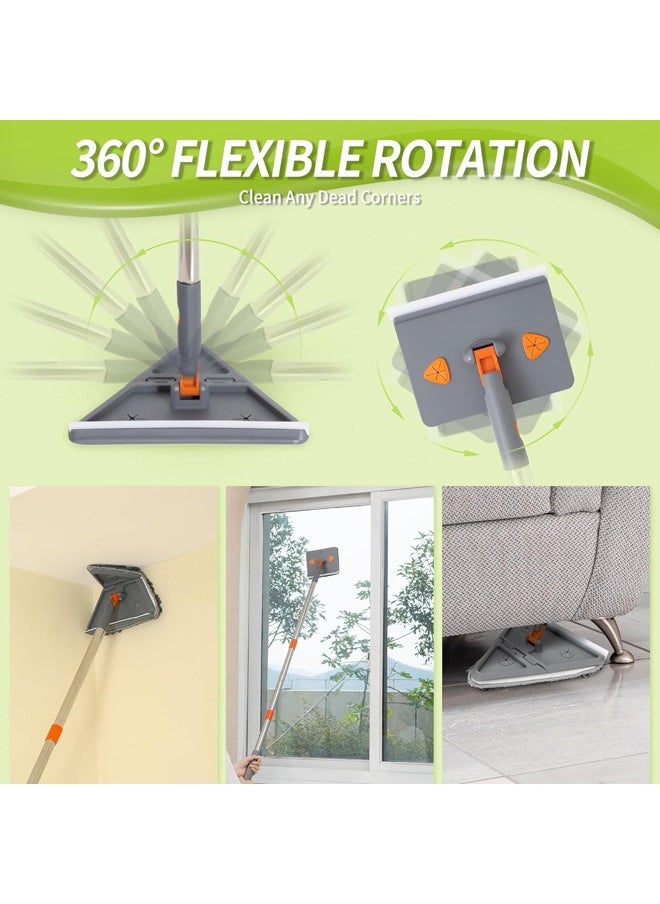 Wall Cleaner Mop with 203cm Long Handle, Baseboard Cleaner Tool Duster with Squeegee, Ceiling Cleaning Tool with 8 Replacement Pads for Painted Walls, Window, Floor
