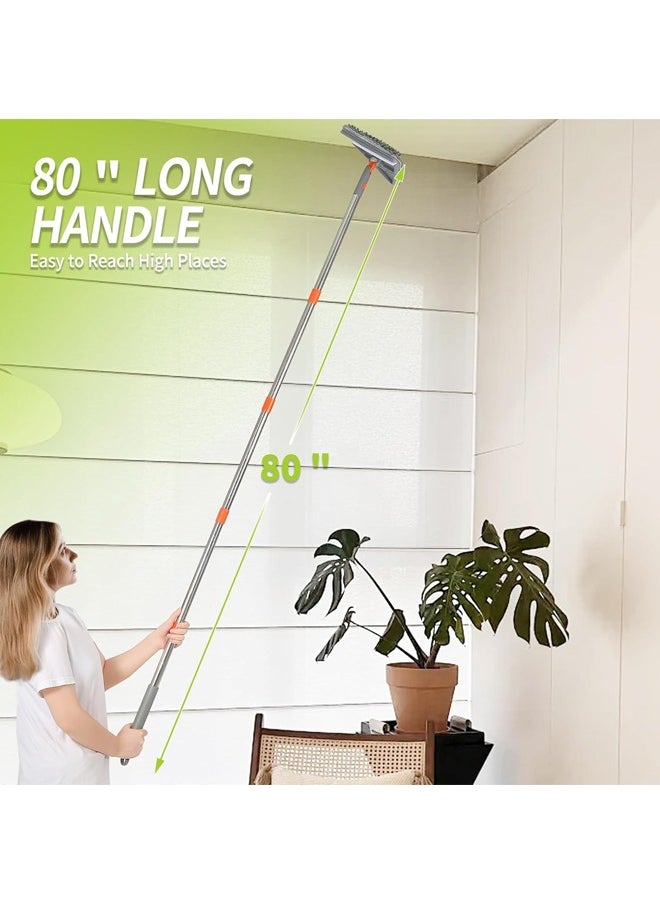 L&E Wall Cleaner Mop with 203cm Long Handle, Baseboard Cleaner Tool Duster with Squeegee, Ceiling Cleaning Tool with 8 Replacement Pads for Painted Walls, Window, Floor  - Image 3