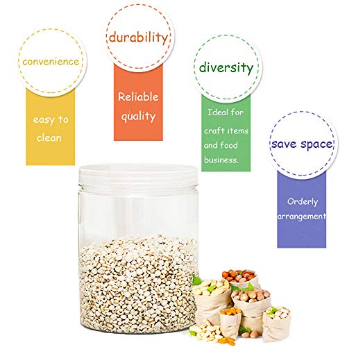 Panxxsen 15 Pack 6oz Clear Plastic Jars Wide-mouth Storage Containers,Refillable Empty Containers for Dry Food,Dried Fruit,Seasoning and Honey Storage - Image 4