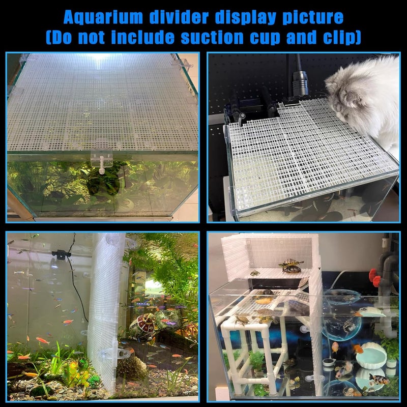 Weramics Adjustable Aquarium Fish Tank Divider Filter Bottom DIY Plastic Grid Fish Tank Isolation Board Plastic Egg Crate Tray(White, 4pcs 11.8X5.9 Inch with 0.15 Inch Hole) - Image 5