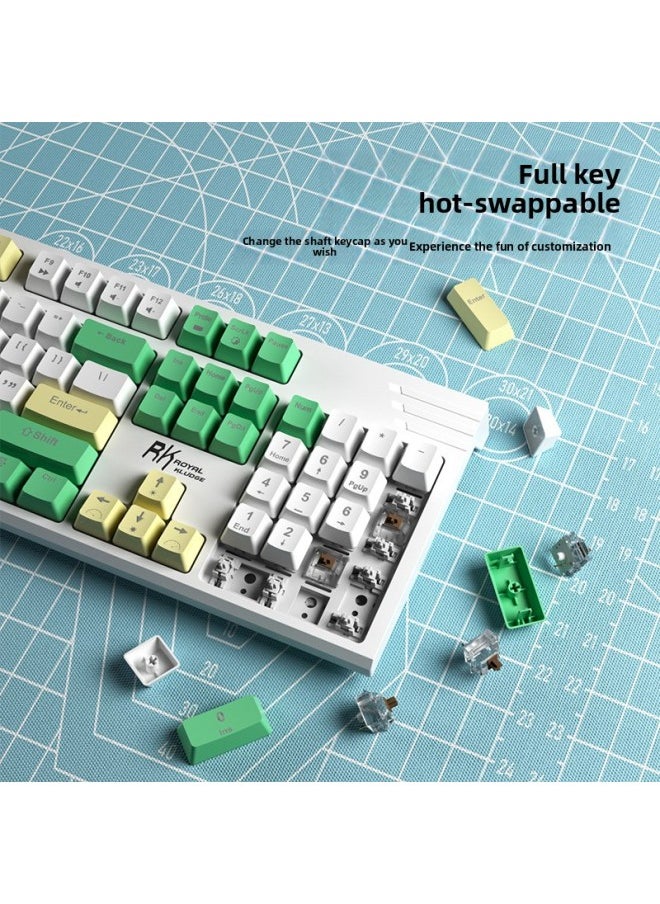 Generic 4 Desktop Computer Games Wired Internet Cafe 10 Office Ket Dedicated Boys R Hot Plug Gas Mechanical Keyboard-Colour:Brown Switch - 104 Keys White Ice Blue Light - Tender Pink Double Crystal (replace By Yourself Or Note For Installation) - Full Key Hot-swappable New  - Image 4