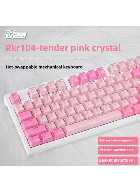 4 Desktop Computer Games Wired Internet Cafe 10 Office Ket Dedicated Boys R Hot Plug Gas Mechanical Keyboard-Colour:Brown Switch - 104 Keys White Ice Blue Light - Tender Pink Double Crystal (replace By Yourself Or Note For Installation) - Full Key Hot-swappable New