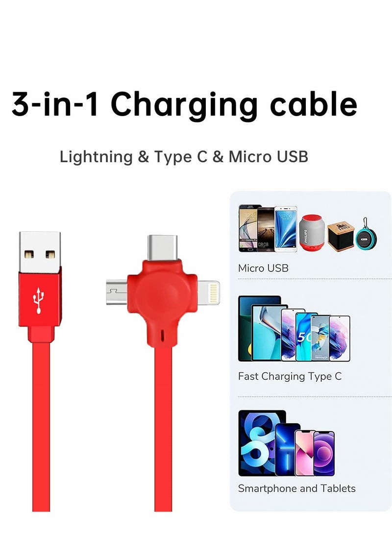 SYOSI - Multi 3 in 1 USB Retractable Fast Charging Cable, Data Transmission, Could Be Used As Mirror, Phone Holder. Suitable for iPhone (Lightning), Android (Micro USB) and USB C (Type-C) Devices. - Image 1