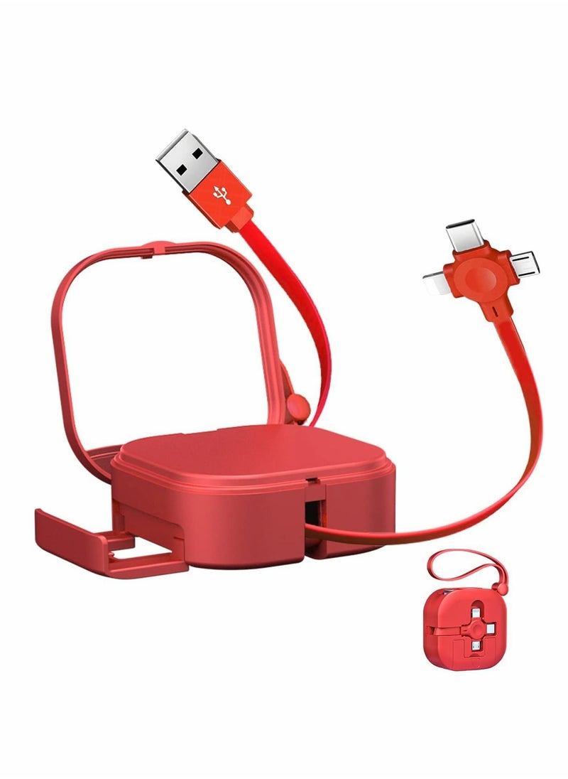 SYOSI - Multi 3 in 1 USB Retractable Fast Charging Cable, Data Transmission, Could Be Used As Mirror, Phone Holder. Suitable for iPhone (Lightning), Android (Micro USB) and USB C (Type-C) Devices. - Image 1