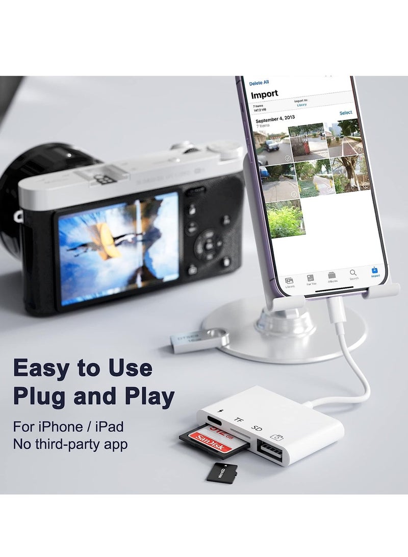 ELTRAZONE SD Card Reader for iPhone/iPad,iPhone SD Card Reader,4 in 1 USB OTG Adapter for iPhone Compatible MicroSD/SD,Photography Memory Card Adapter,Plug and Play - Image 2