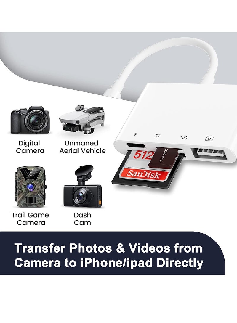 ELTRAZONE SD Card Reader for iPhone/iPad,iPhone SD Card Reader,4 in 1 USB OTG Adapter for iPhone Compatible MicroSD/SD,Photography Memory Card Adapter,Plug and Play - Image 4