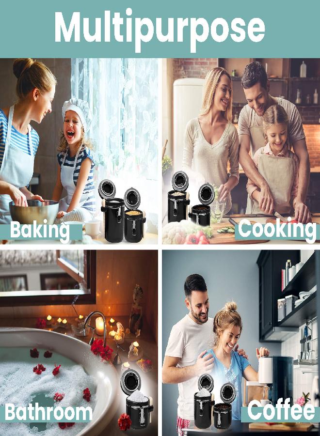 HOME INTUITION Home Intuition 4-Piece Ceramic Kitchen Canisters Set, Airtight Containers with Wooden Spoons Reusable Chalk Labels and Marker for Sugar, Coffee, Flour, Tea (Black)  - Image 3