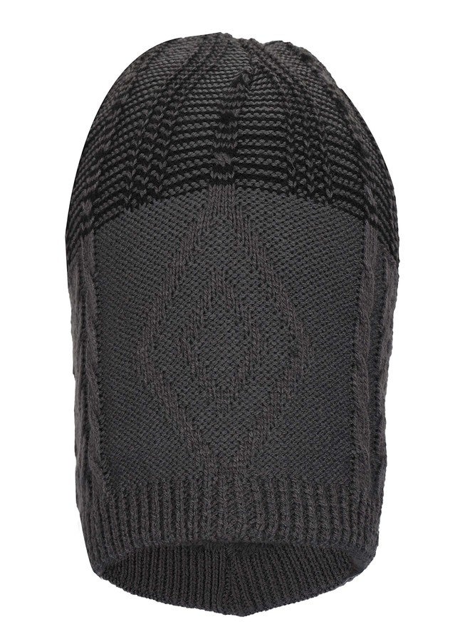 FabSeasons Unisex Acrylic Woollen Winter Skull Cap (Grey, Free Size) - Image 1