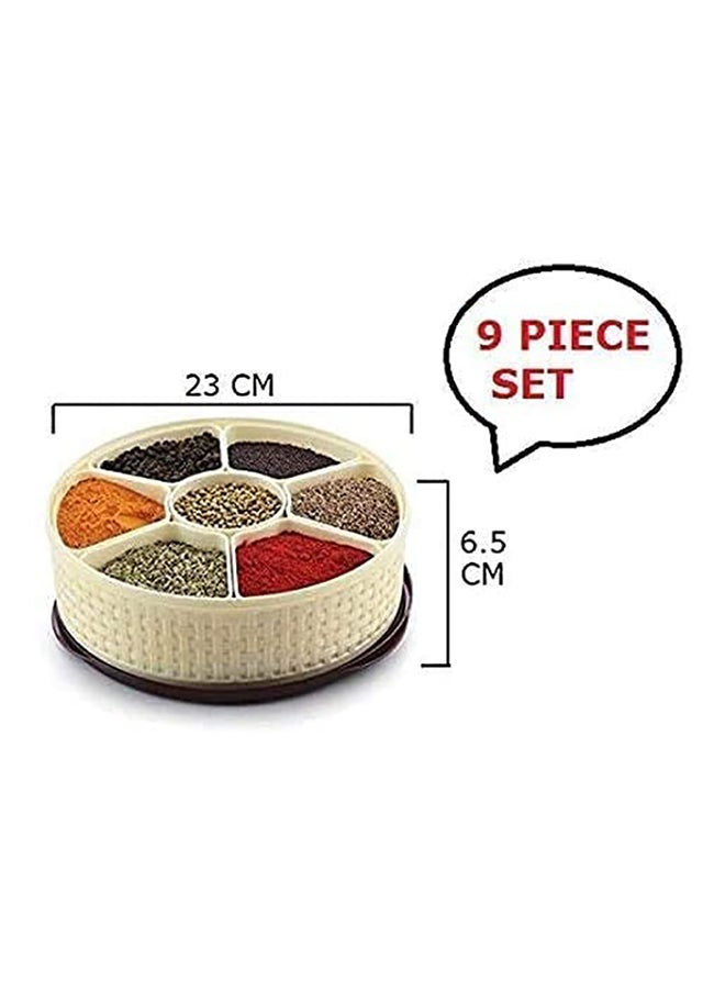 NAKODA - Nebula Spice Box with Spoon – 23cm Diameter, 7cm Height  7 Dividers for Spices, Masalas, and Dry Ingredients Airtight Lid - Image 1