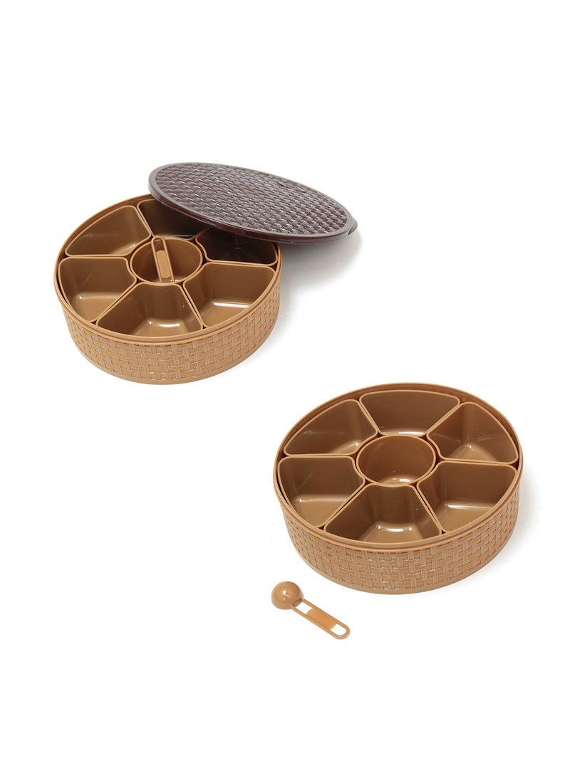 NAKODA - Nebula Spice Box with Spoon – 23cm Diameter, 7cm Height  7 Dividers for Spices, Masalas, and Dry Ingredients Airtight Lid - Image 1