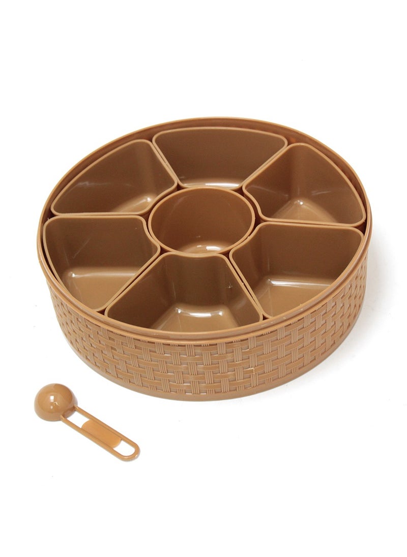 NAKODA - Nebula Spice Box with Spoon – 23cm Diameter, 7cm Height  7 Dividers for Spices, Masalas, and Dry Ingredients Airtight Lid - Image 1
