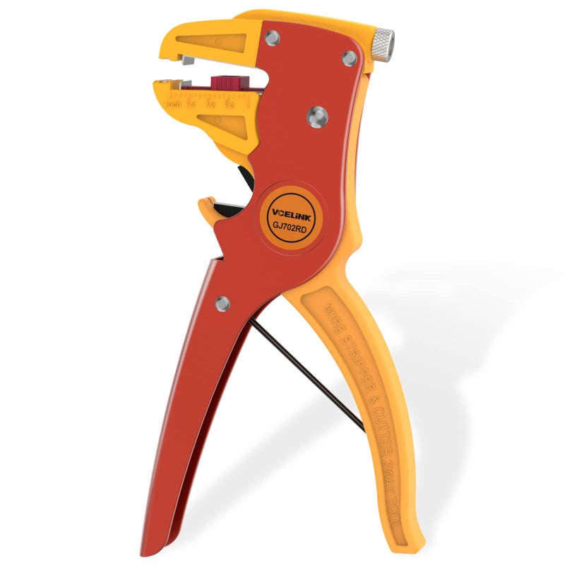 VCELINK Automatic Quickstrip Wire Stripper and Cutter Professional Quick Strip Wire Stripper 2 in 1 Adjustable Electrical Cable Wire Stripping ToolEagle Nose Pliers 7Inch Red