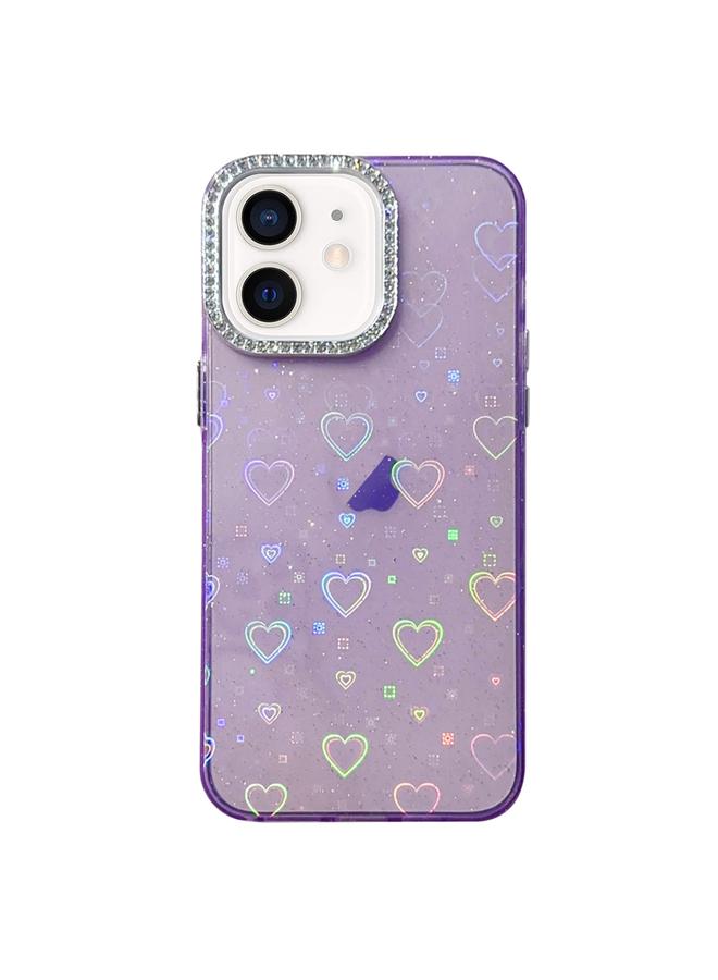 S-TOP Case For iPhone 11 Love Pattern Diamond Lens Frame IMD Acrylic Phone Case - Image 1