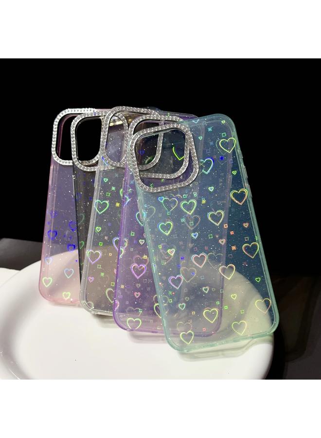 S-TOP Case For iPhone 11 Love Pattern Diamond Lens Frame IMD Acrylic Phone Case - Image 5