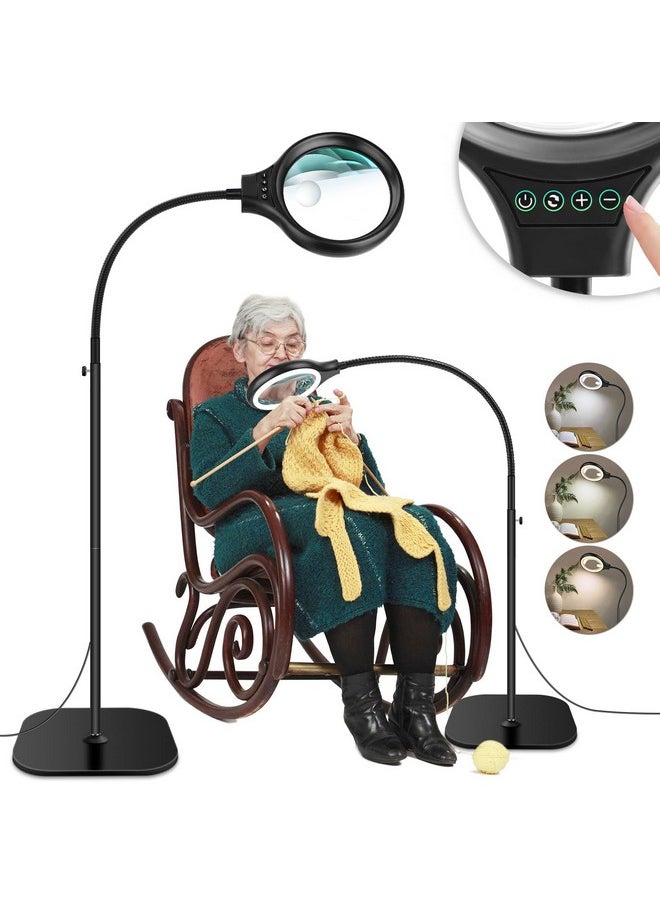 NZQXJXZ - 10X 30X Large Floor Magnifying Glass With Light And Stand,36 Led Flexible Gooseneck Floor Magnifying Lamp, Lighted Magnifiers For Reading,Sewing,Crafts,Painting,Diy,Close Work,Repair - Image 1