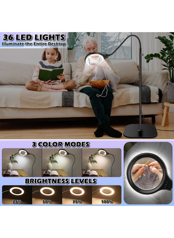 NZQXJXZ - 10X 30X Large Floor Magnifying Glass With Light And Stand,36 Led Flexible Gooseneck Floor Magnifying Lamp, Lighted Magnifiers For Reading,Sewing,Crafts,Painting,Diy,Close Work,Repair - Image 1