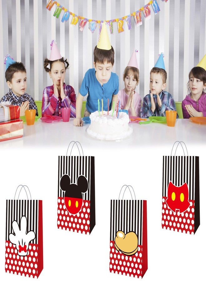 EBWHOLE 12 Pcs Cute Mouse Party Favor Bags, Cartoon Birthday Party Supplies Including 4 Patterns Double Sided Printed Candy Goodie Treat Bags with Handl (B) - Image 4