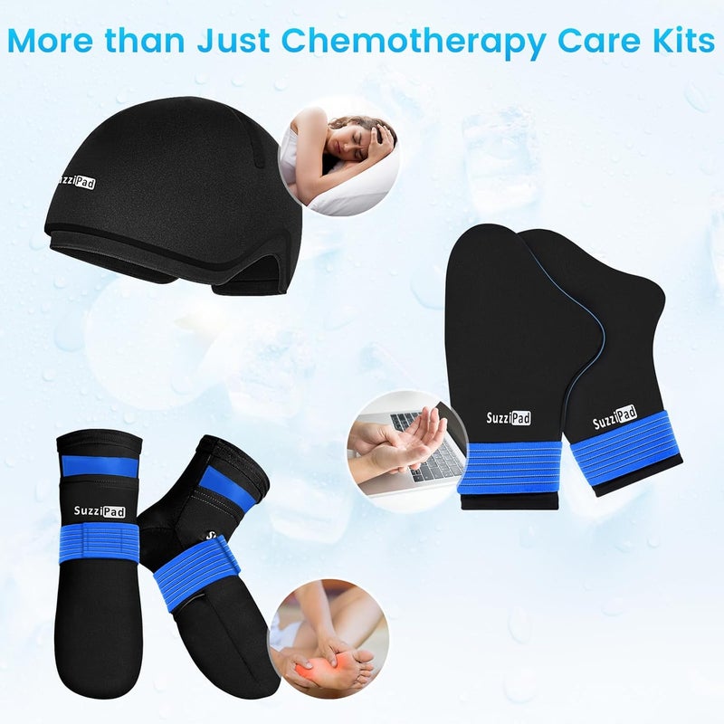 SuzziPad Ice Pack Stress Relief Cap  Cooling Socks  Cold Gloves for Chemotherapy Comfort Items for Chemo Patients Smoothe discomfort for feet Head and Hand L - Image 3