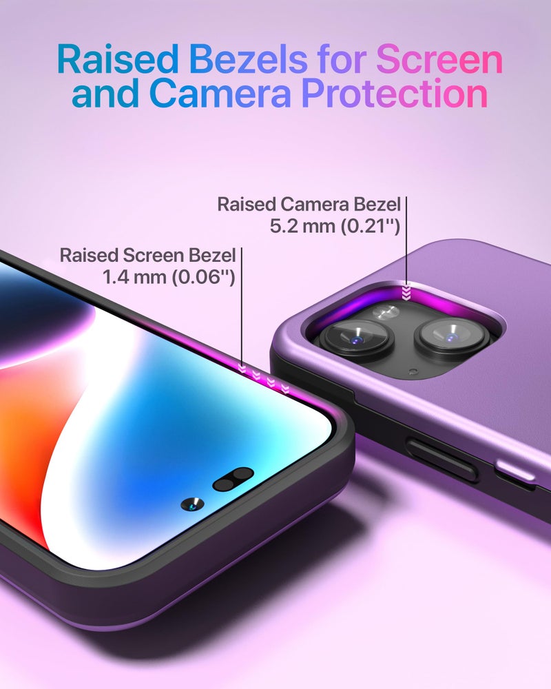 TORU for iPhone 15 Wallet Case with Card Holder, Hidden ID Credit Card Slot Flip Kickstand, Slim Fit Shockproof Heavy Duty Phone Cover with Strap - Purple - Image 5