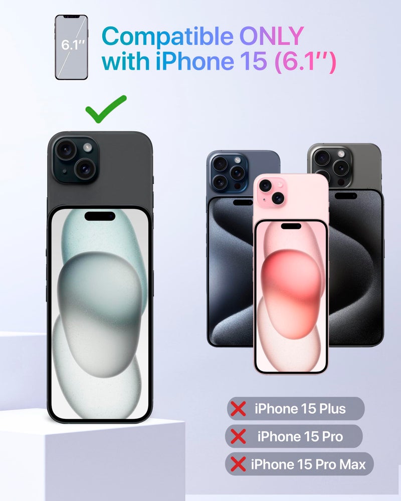 TORU for iPhone 15 Wallet Case with Card Holder, Hidden ID Credit Card Slot Flip Kickstand, Slim Fit Shockproof Heavy Duty Phone Cover with Strap - Purple - Image 2