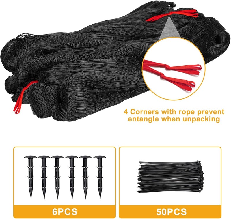 BSTPCOO Bird Net 25'x25' with 2.4" Square Mesh Bird Netting for Chicken Coop Roof, Poultry Netting Heavy Duty Nylon for Garden, Chicken Netting Fruit Tree Netting, Hawk Netting for Chicken Run - Image 2