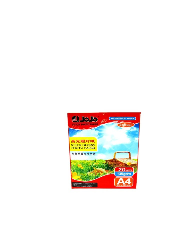 JOJO Jojo Stick Glossy Photo Paper 135 G 210 x 297mm Set Of 20 Pcs. - White  - Image 1