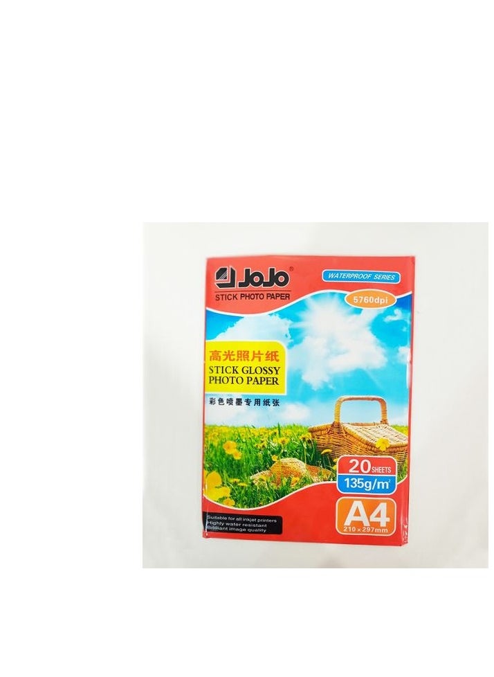 JOJO Jojo Stick Glossy Photo Paper 135 G 210 x 297mm Set Of 20 Pcs. - White  - Image 2