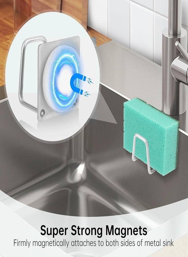 Everlling Magnetic Sponge Holder for Kitchen Sink,1 Pcs Strong Magnetic Stainless Steel Rack Stand, Kitchen Accessories, Dish Sponge Organizer, Scrubber Caddy, with Extra Magnets and Metal Plates - Image 3