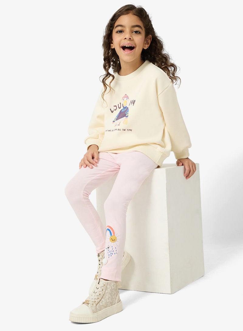 Pinata Rainbow-Bunny Print Pink Leggings - Image 2