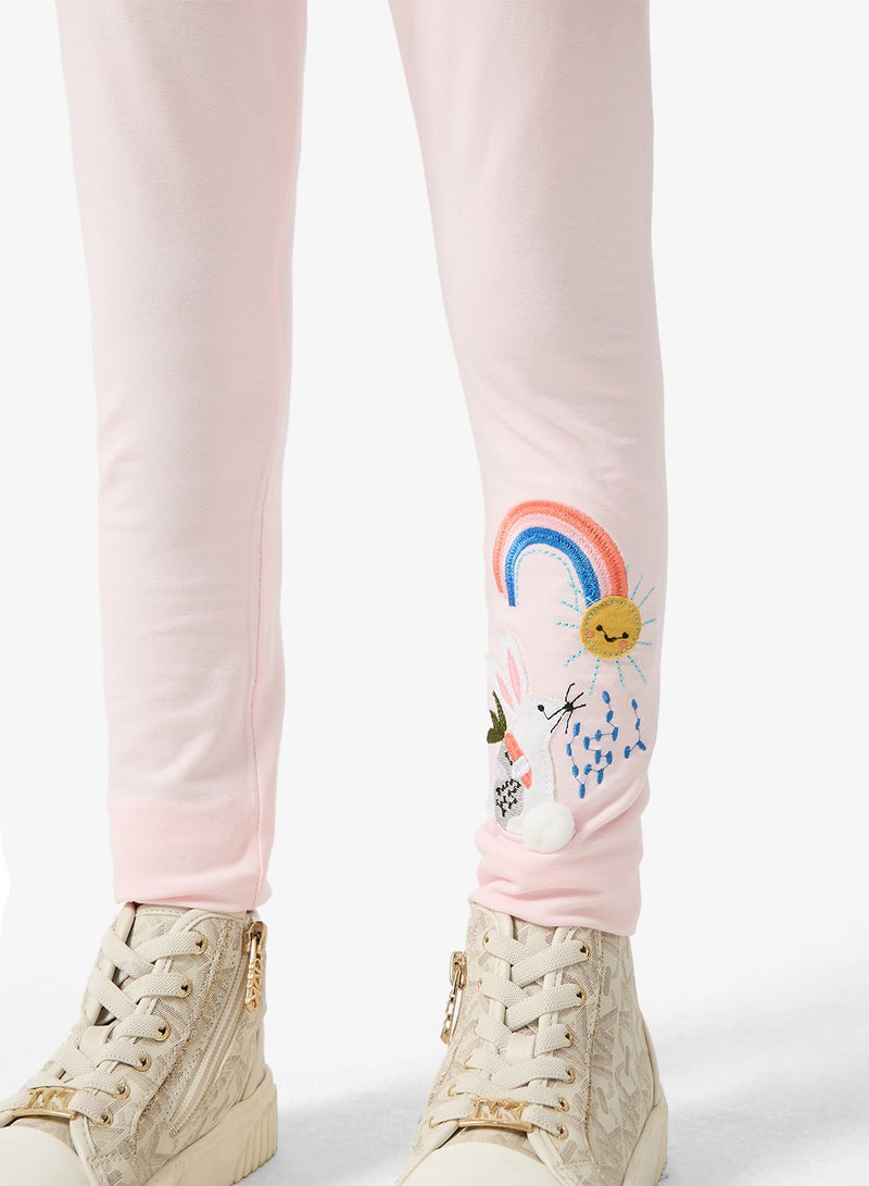 Pinata Rainbow-Bunny Print Pink Leggings - Image 4