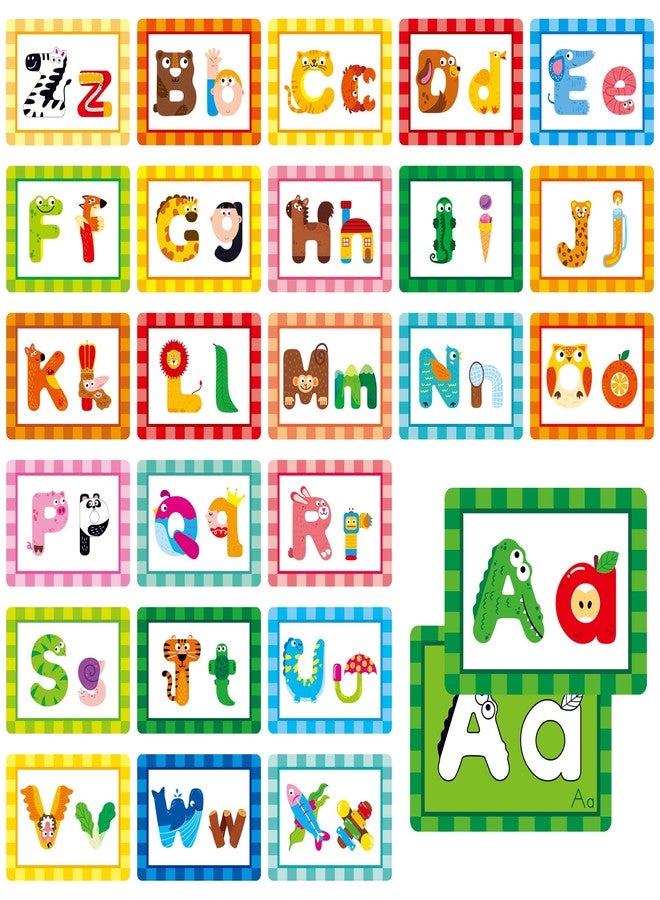 SpriteGru Alphabet Picture Mnemonic Cards, 26 Uppercase & Lowercase Letter Learning Cards for Kids Letter Cognition, ABC Montessori Early Learning Tool for Toddlers, Classroom & Home Activity - Image 1