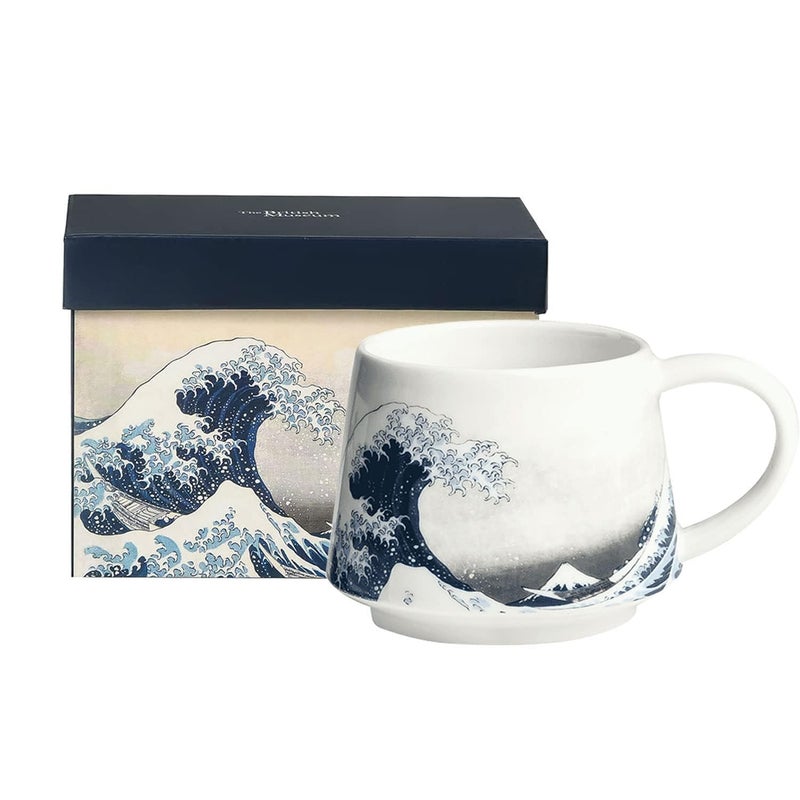 DUSVALLY Ceramic Coffee Mug Friends Coffee Cup Gift Set Porcelain Tea Cup with Handle for Office and Home Unique Gifts for Women and Man Color Box 12 oz Sea Wave