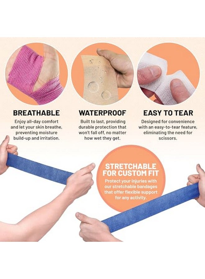 ميدكا ضمادات لاصقة ذاتية اللصق، 2 بوصة × 5 ياردة، 6 قطع (لون قوس قزح) - Image 3