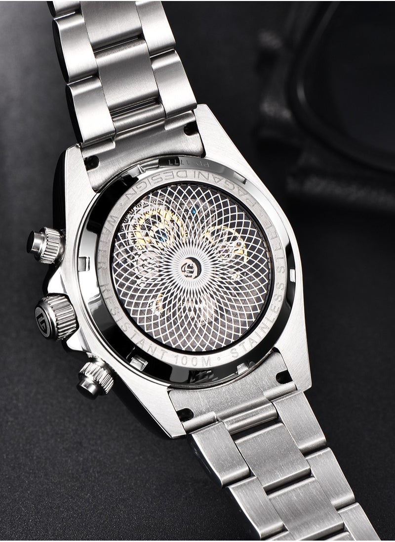 PAGANI DESIGN Men's Skeleton Mechanical Stainless Steel Watch  - Image 5