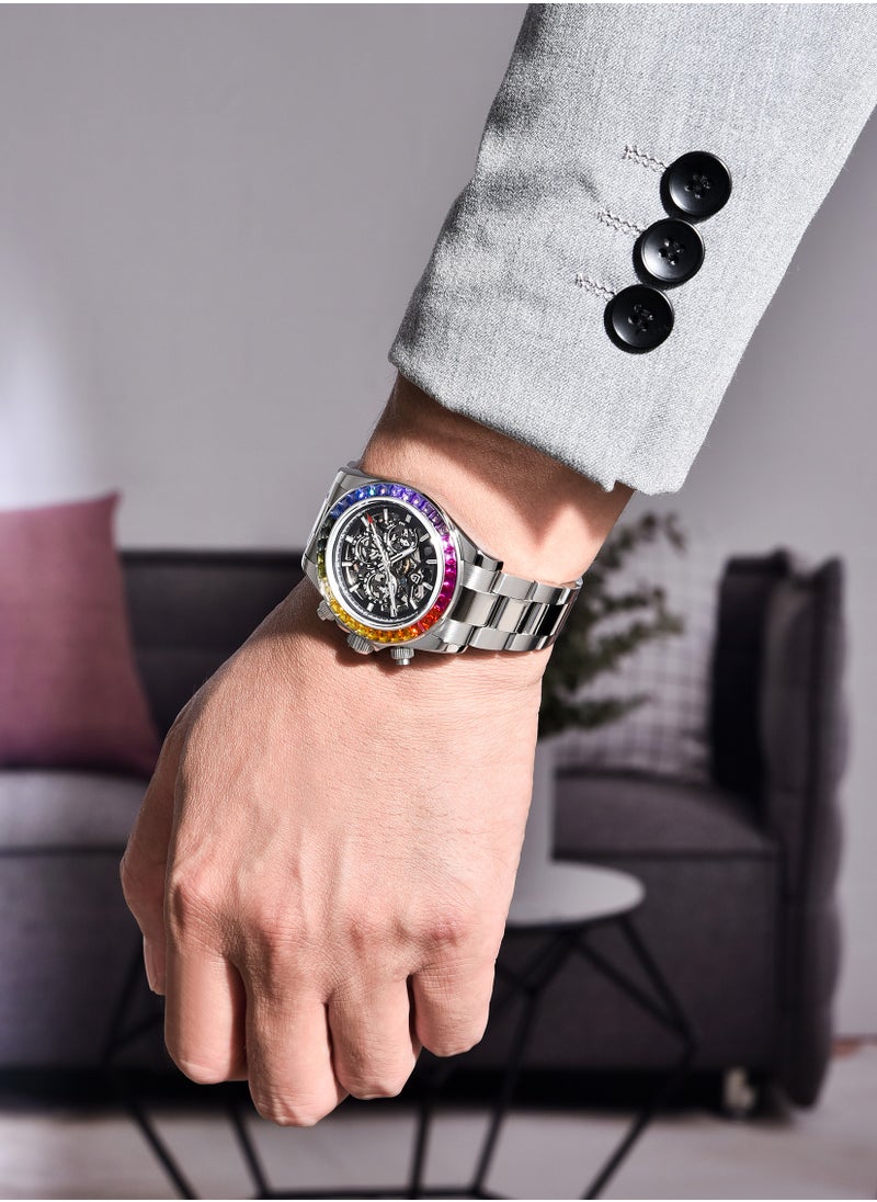 PAGANI DESIGN Men's Skeleton Mechanical Stainless Steel Watch  - Image 2