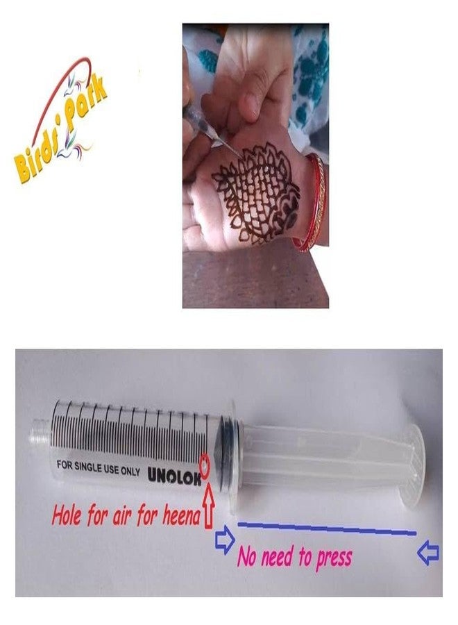 Birds' Park Mehandi or Henna Steel Reusable Needle Size 16,17,18&19Gx1 inch & 3/4 inch-16pcs with 2 Plastic Reusable Syringe 10&3ml *Birds' Park* - Image 4