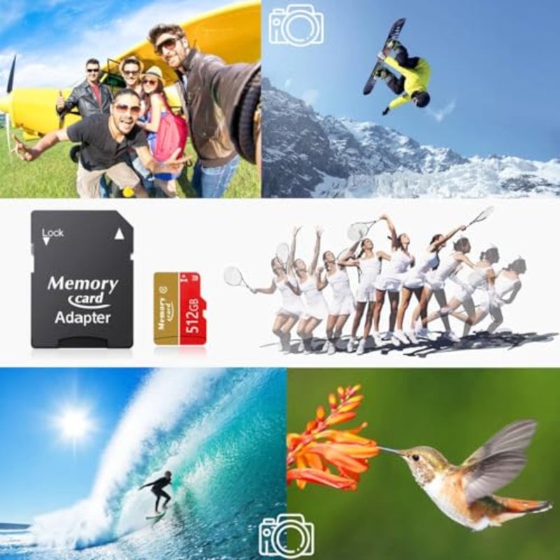 MicroSD 512GB MicroSDXC Card for 4K UHD/Full HD cameras and drones, flash memory, black, 100MB/s read speed, Class 10, U3, V30, UHS-I high-speed performance - Image 4
