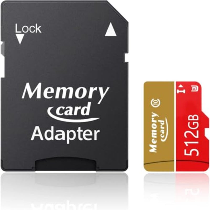 MicroSD 512GB MicroSDXC Card for 4K UHD/Full HD cameras and drones, flash memory, black, 100MB/s read speed, Class 10, U3, V30, UHS-I high-speed performance - Image 1