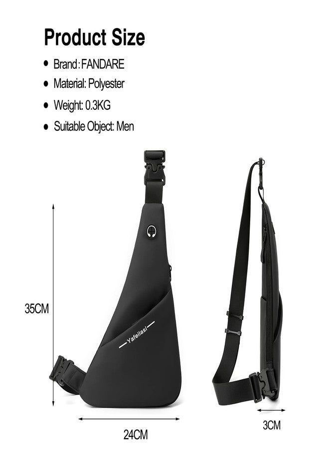FANDARE Ultra-light Sling Chest Bag One Shoulder Bag Double-sided Crossbody Backpack Men Daily Bookbag with Earphone Hole for Outdoor Travel Work Hiking Running Indoor Activities Daypacks Gray - Image 3