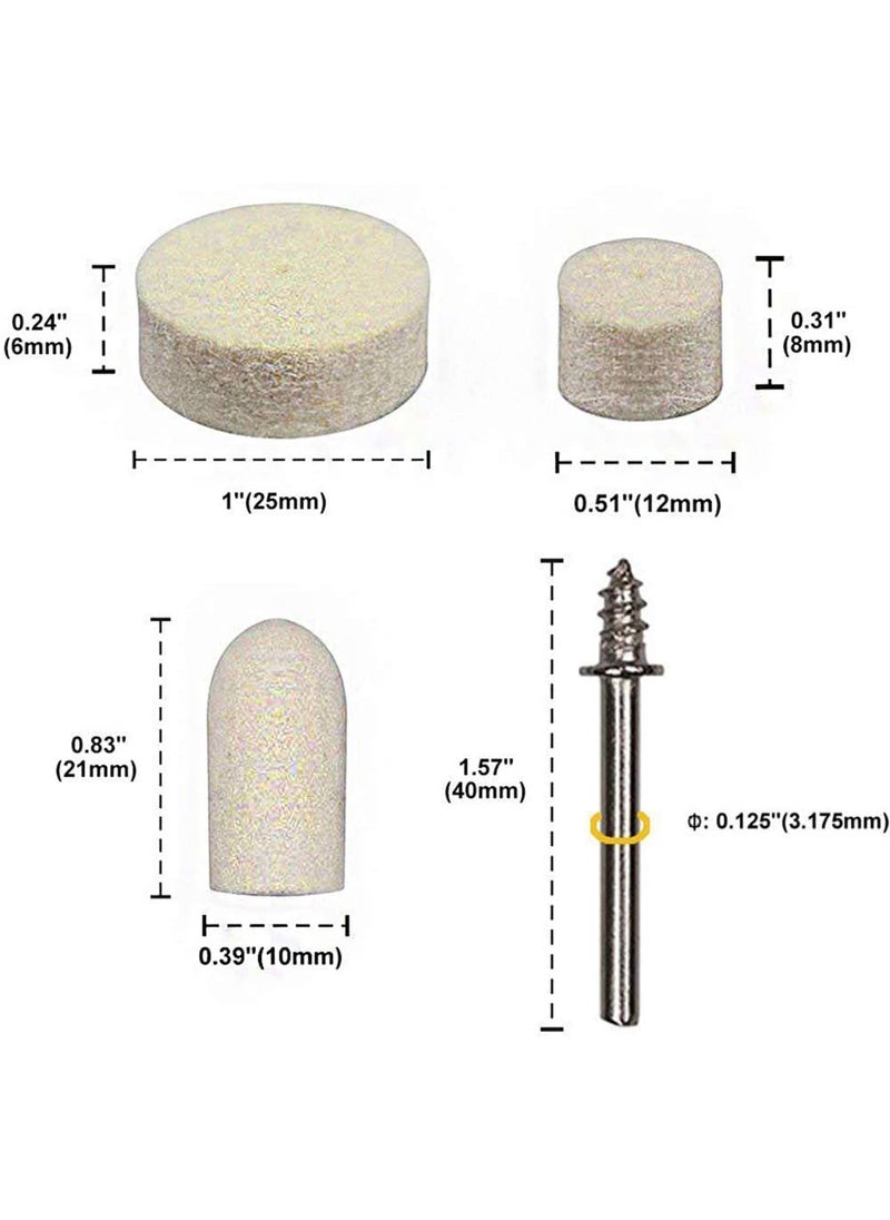 DIY Crafts DIY Crafts Pack Of 100 Pcs Wool Felt 1 Pc Mandrel Density Felt Head Polishing Buffing Wheel Polishing KitRotary Tools Accessories Fit For Dremel 1 Pack Of 100 Pcs Wool Felt 1 Pc Mandrel  - Image 2